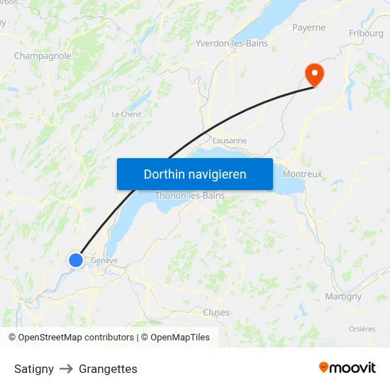Satigny to Grangettes map