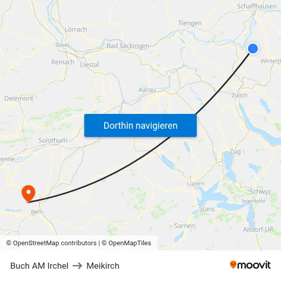 Buch AM Irchel to Meikirch map