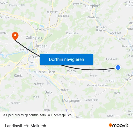 Landiswil to Meikirch map