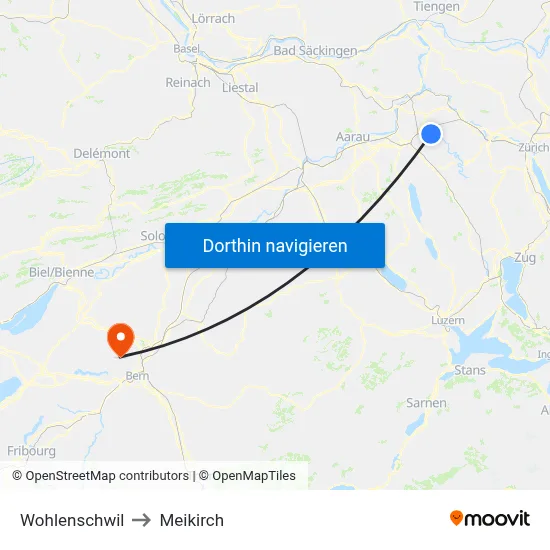 Wohlenschwil to Meikirch map