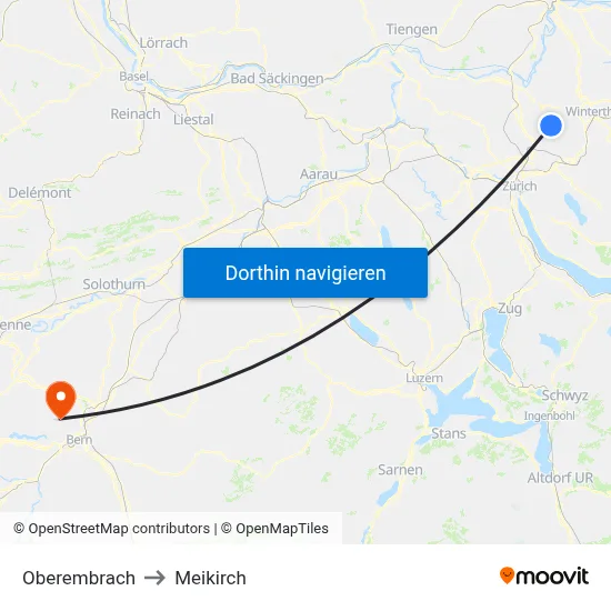 Oberembrach to Meikirch map