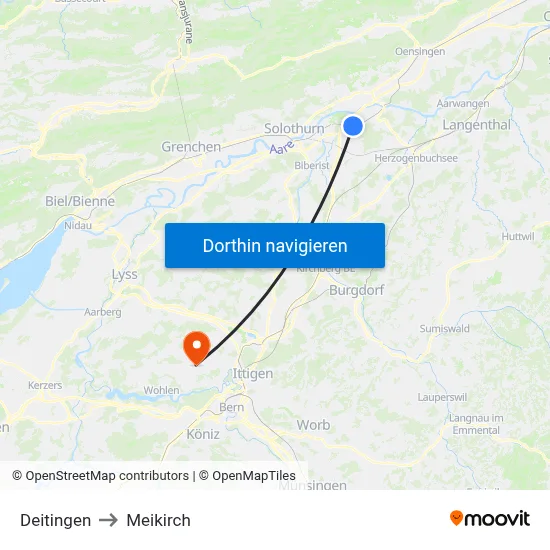Deitingen to Meikirch map