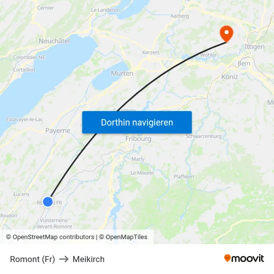 Romont (Fr) to Meikirch map