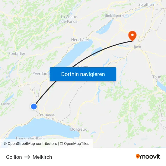 Gollion to Meikirch map