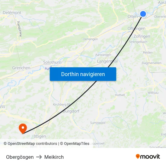 Obergösgen to Meikirch map