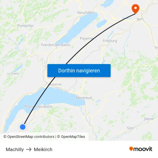 Machilly to Meikirch map