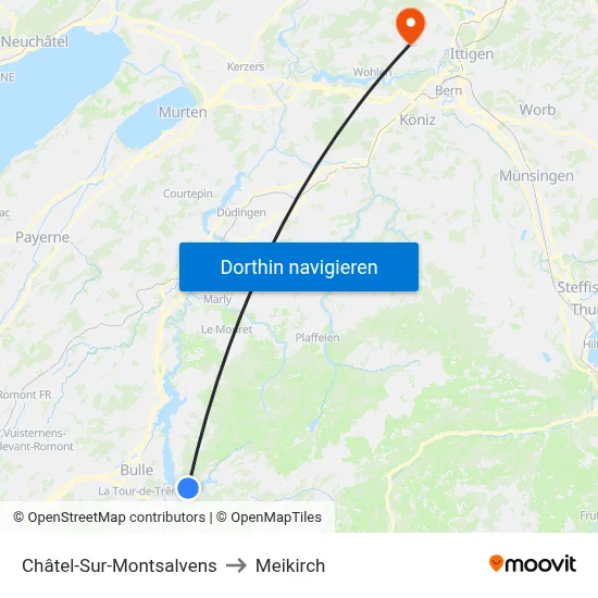 Châtel-Sur-Montsalvens to Meikirch map