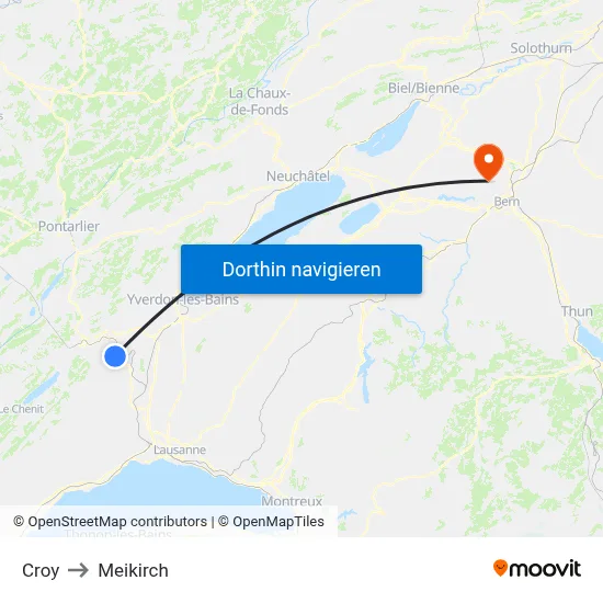 Croy to Meikirch map