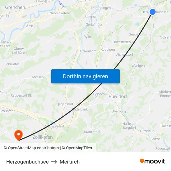 Herzogenbuchsee to Meikirch map
