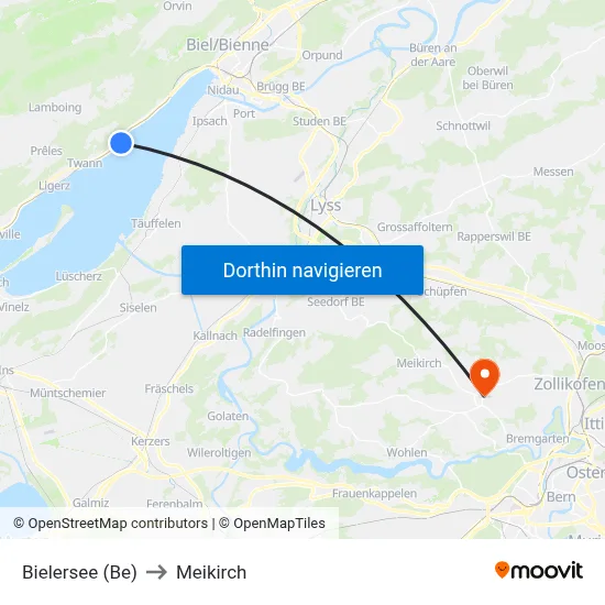 Bielersee (Be) to Meikirch map