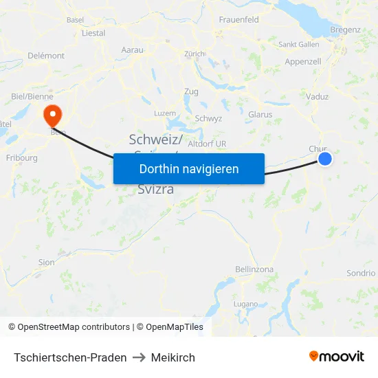 Tschiertschen-Praden to Meikirch map