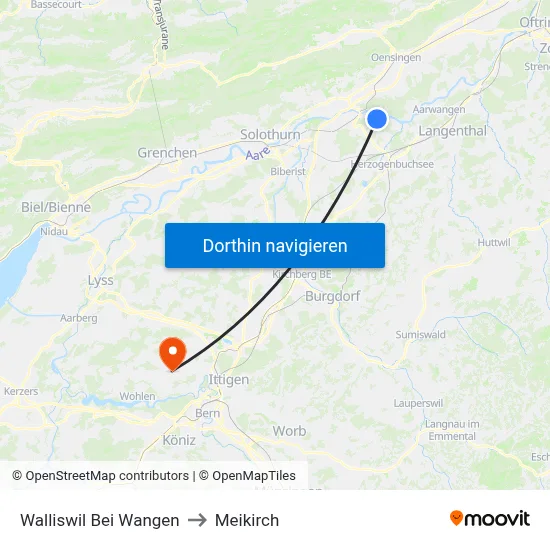 Walliswil Bei Wangen to Meikirch map