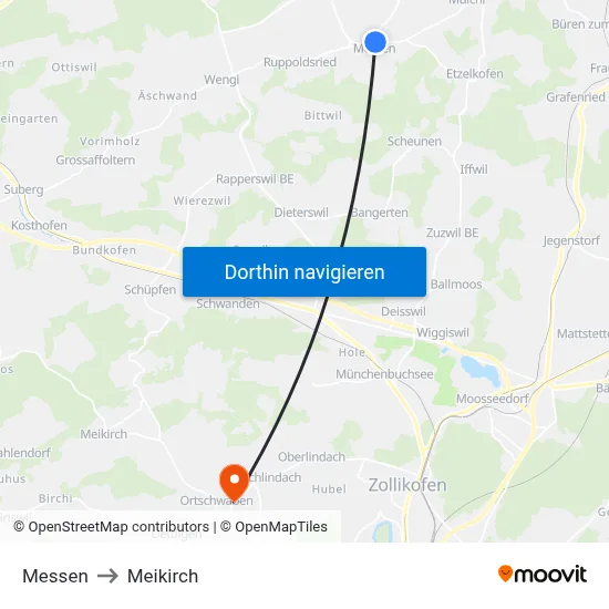 Messen to Meikirch map