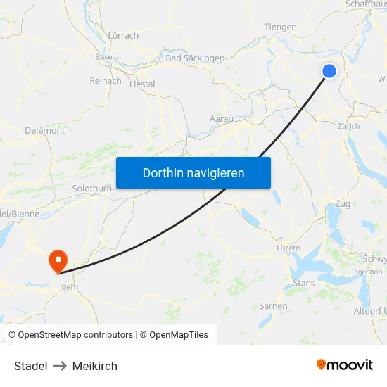 Stadel to Meikirch map