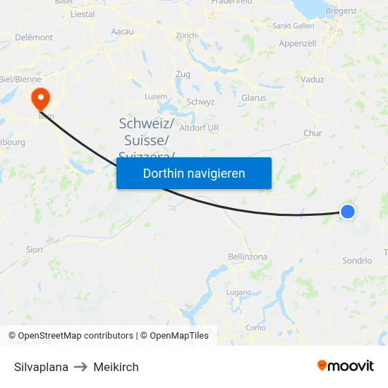 Silvaplana to Meikirch map
