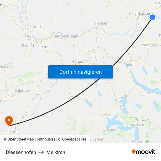 Diessenhofen to Meikirch map
