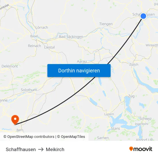 Schaffhausen to Meikirch map