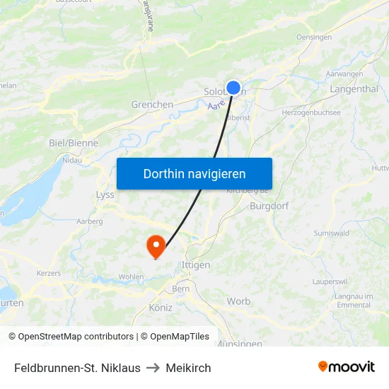 Feldbrunnen-St. Niklaus to Meikirch map