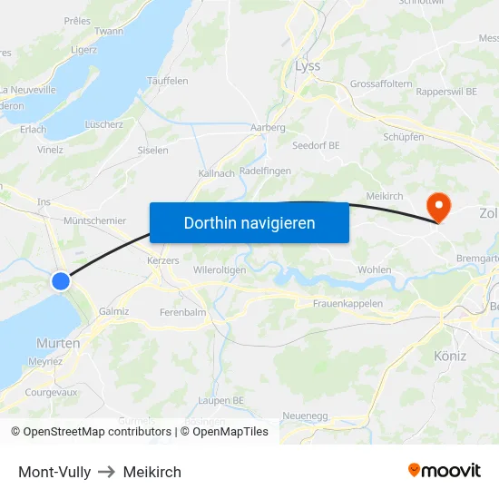 Mont-Vully to Meikirch map