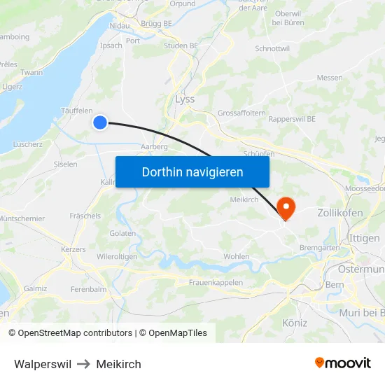 Walperswil to Meikirch map