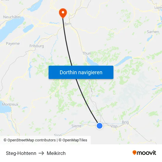 Steg-Hohtenn to Meikirch map