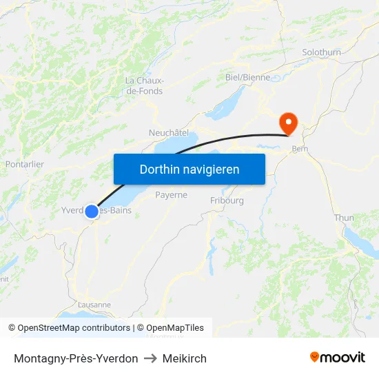 Montagny-Près-Yverdon to Meikirch map