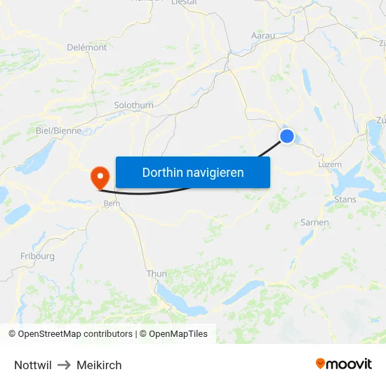 Nottwil to Meikirch map