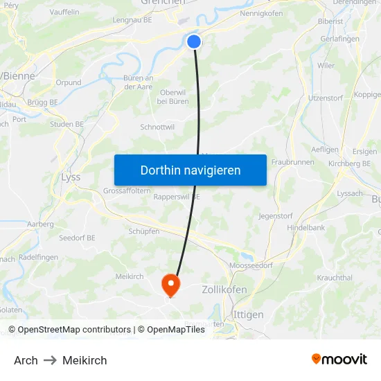 Arch to Meikirch map