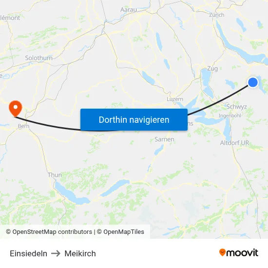 Einsiedeln to Meikirch map