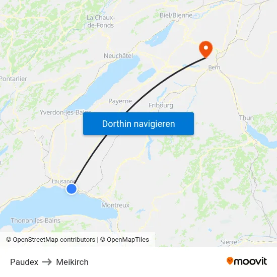 Paudex to Meikirch map