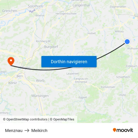 Menznau to Meikirch map