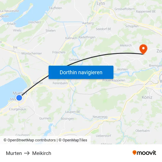 Murten to Meikirch map
