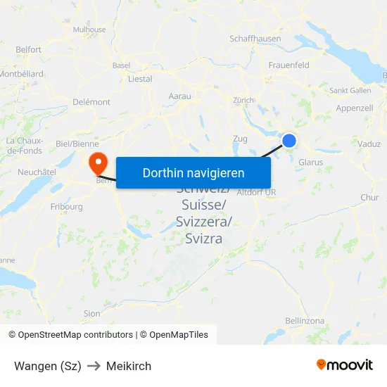 Wangen (Sz) to Meikirch map