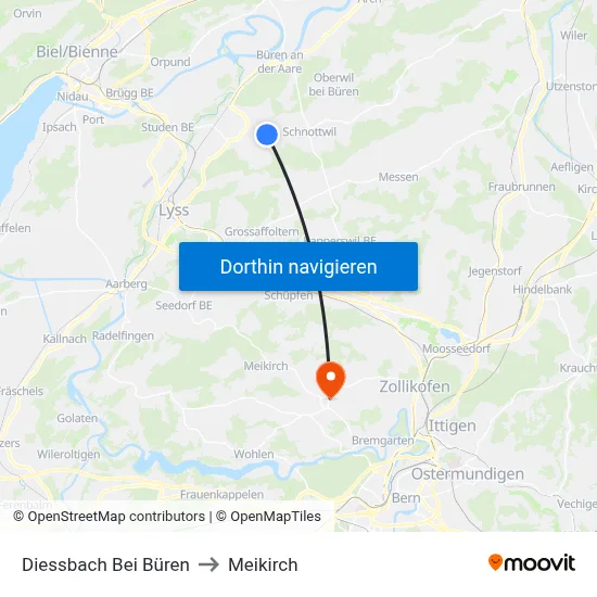 Diessbach Bei Büren to Meikirch map