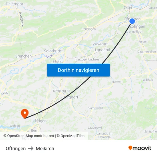 Oftringen to Meikirch map