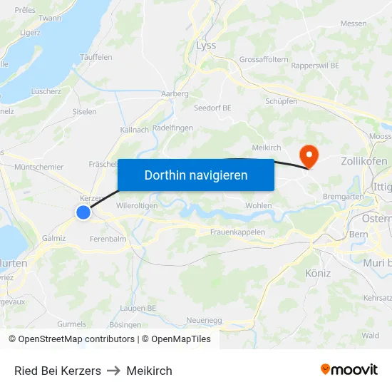 Ried Bei Kerzers to Meikirch map
