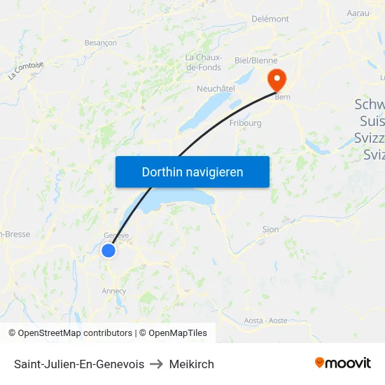 Saint-Julien-En-Genevois to Meikirch map
