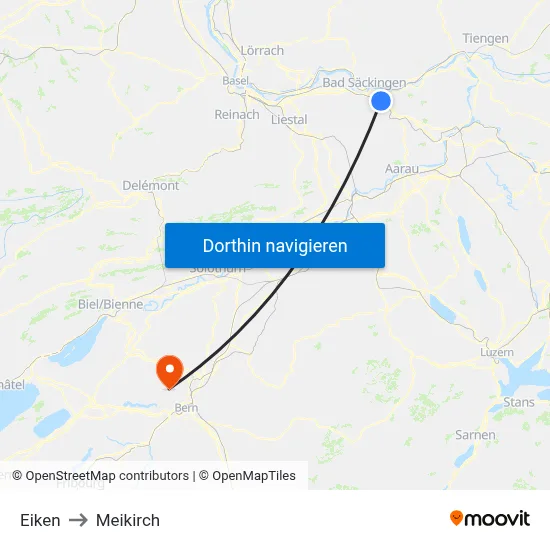 Eiken to Meikirch map
