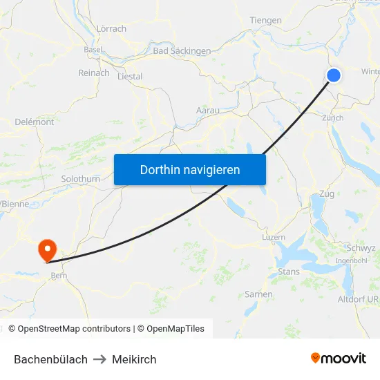 Bachenbülach to Meikirch map