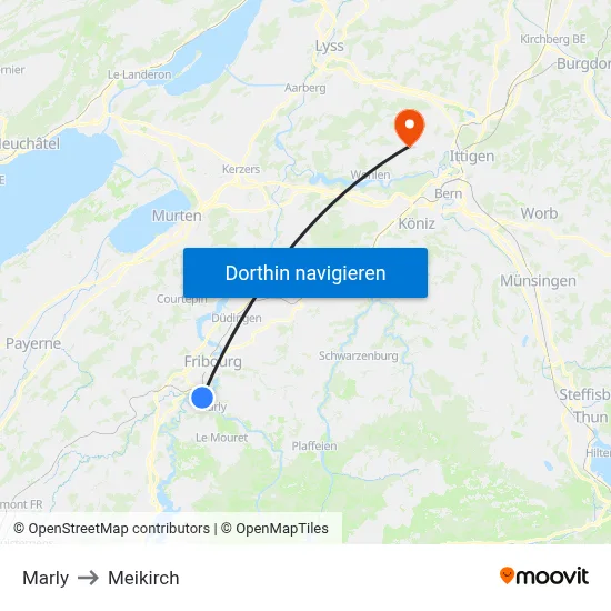 Marly to Meikirch map