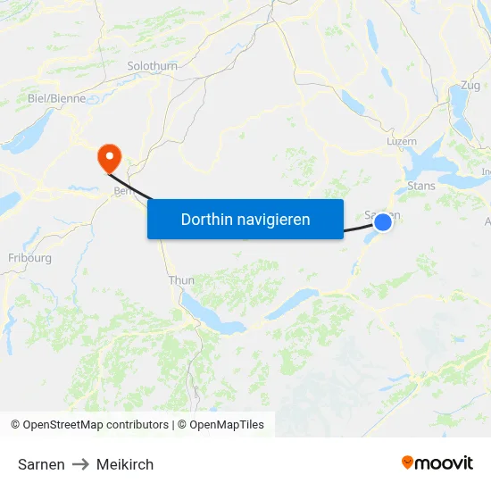 Sarnen to Meikirch map