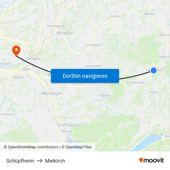 Schüpfheim to Meikirch map