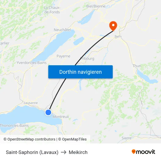 Saint-Saphorin (Lavaux) to Meikirch map