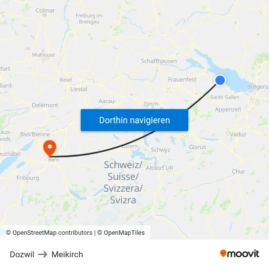 Dozwil to Meikirch map
