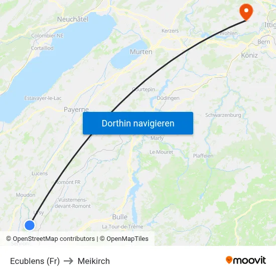 Ecublens (Fr) to Meikirch map