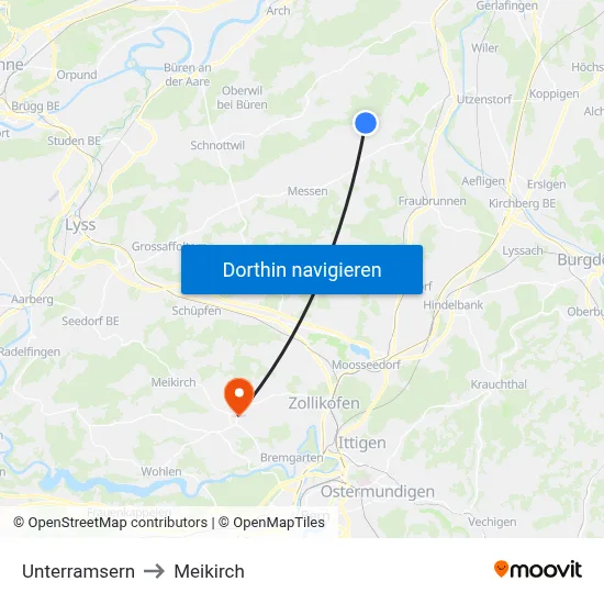 Unterramsern to Meikirch map