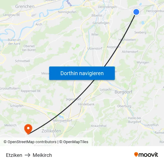 Etziken to Meikirch map