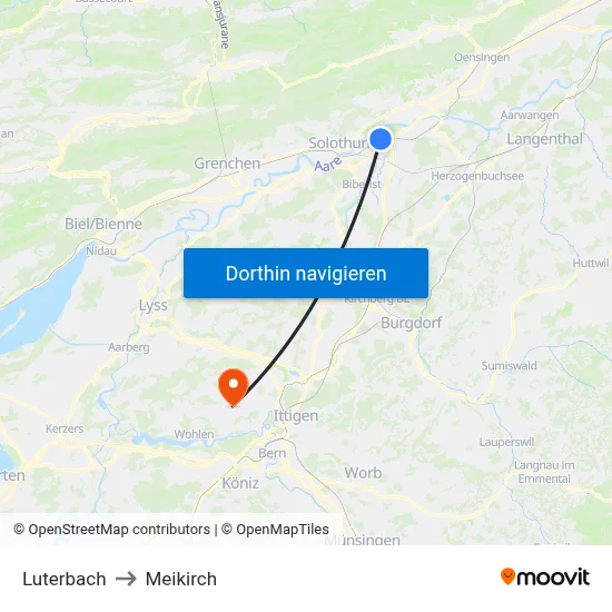 Luterbach to Meikirch map