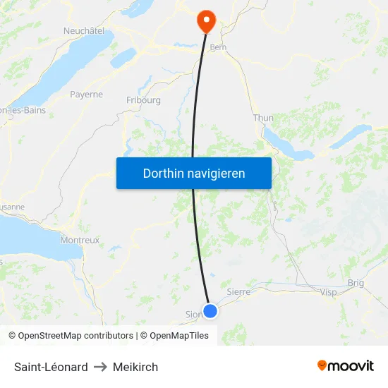 Saint-Léonard to Meikirch map