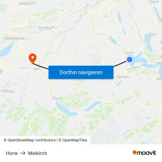 Horw to Meikirch map